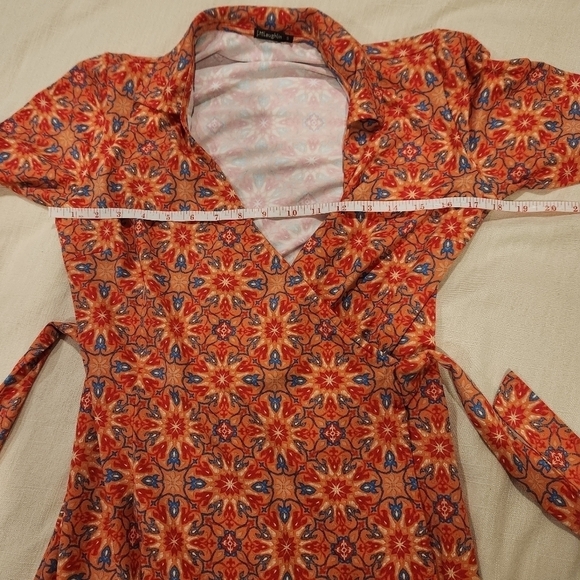 J. Mcglaughlin wrap retro Lila Cap Sleeve Dress Womens Size Small Catalina Cloth - Picture 9 of 11